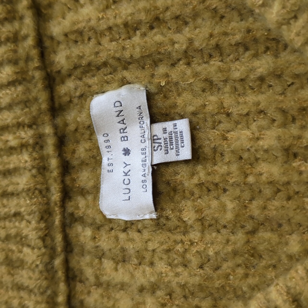 Lucky Brand Fuzzy Knit Yellow-Green V Neck Oversized Sweater Size Small - Picture 5 of 8